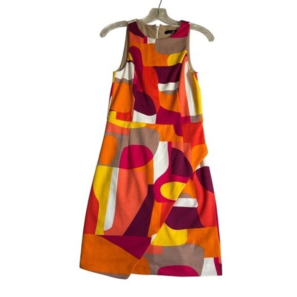 Trina Turk Womens Abstract Geometric Sleeveless Sheath‎ Dress Pink Orange Size 0